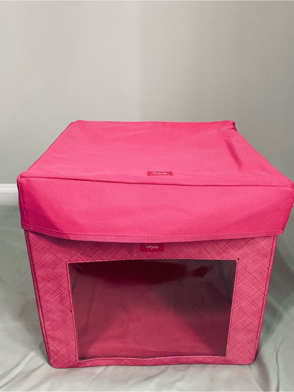 Thirty-One Foldable Storage Bin / Organizer Cube with Clear Window w/ top – Pink